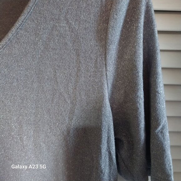Torrid Womens Metallic Gray V-Neck High-Low Top Size 2 Shimmery Glitter Classic - Picture 2 of 8